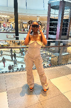 Load image into Gallery viewer, Utility Chic Cargo Set – Strapless Corset &amp; Cargo Pants
