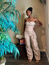 Load image into Gallery viewer, Utility Chic Cargo Set – Strapless Corset &amp; Cargo Pants
