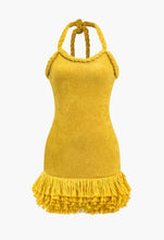 Load image into Gallery viewer, Lem’Me Alone  | Solid Hand-Woven Fringe Mini Dress
