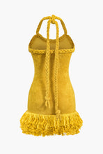 Load image into Gallery viewer, Lem’Me Alone  | Solid Hand-Woven Fringe Mini Dress
