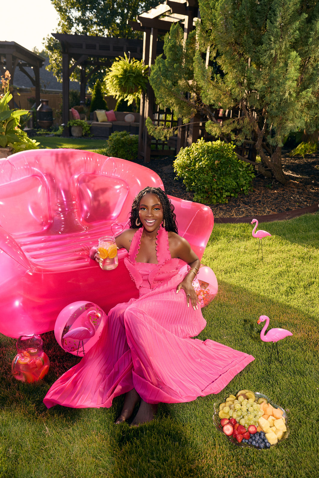 Pink Sangria |Pleated Two-Piece Set